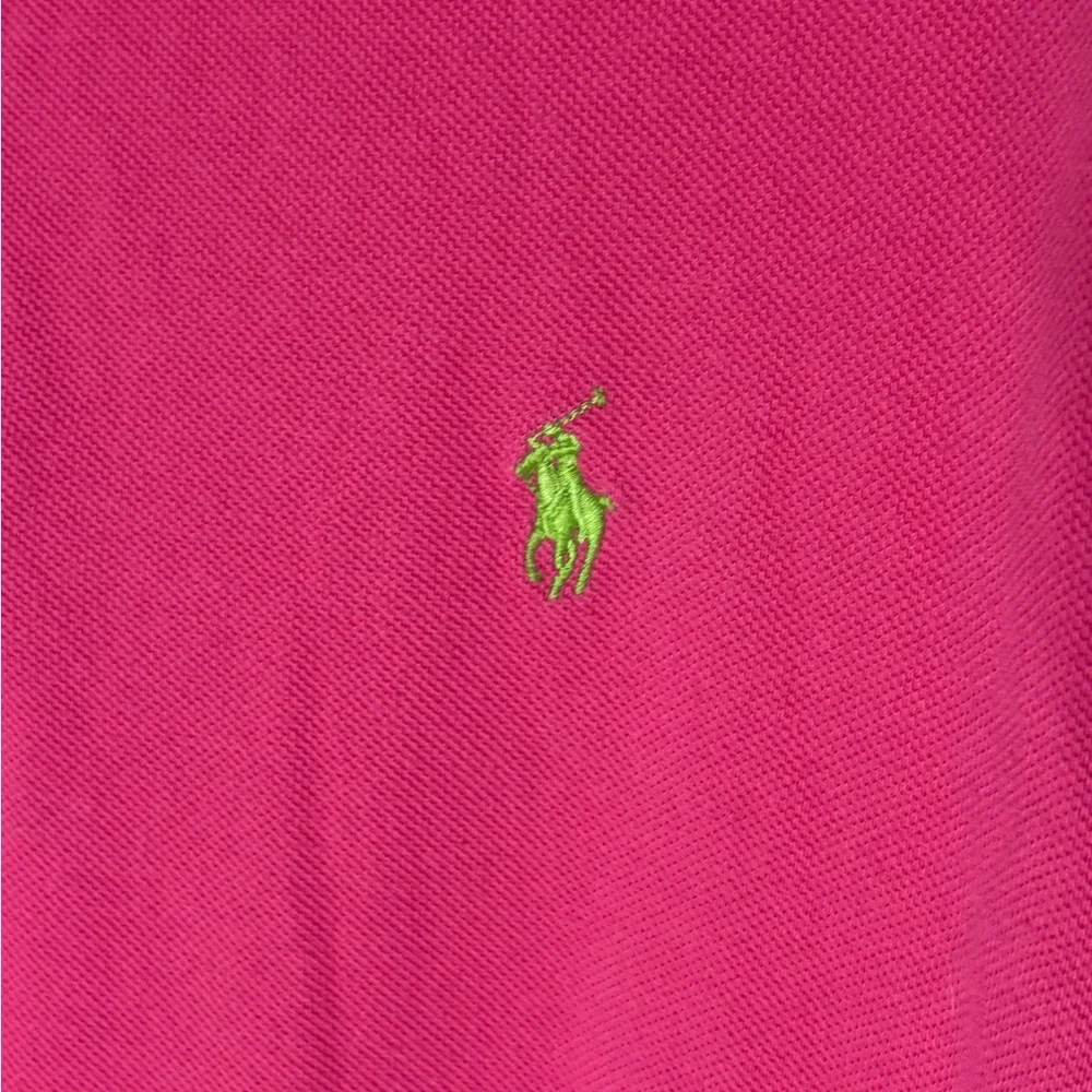 Polo Ralph Lauren Mens Polo Shirt Pink M Short Sleeve Collard Green‎ Pony